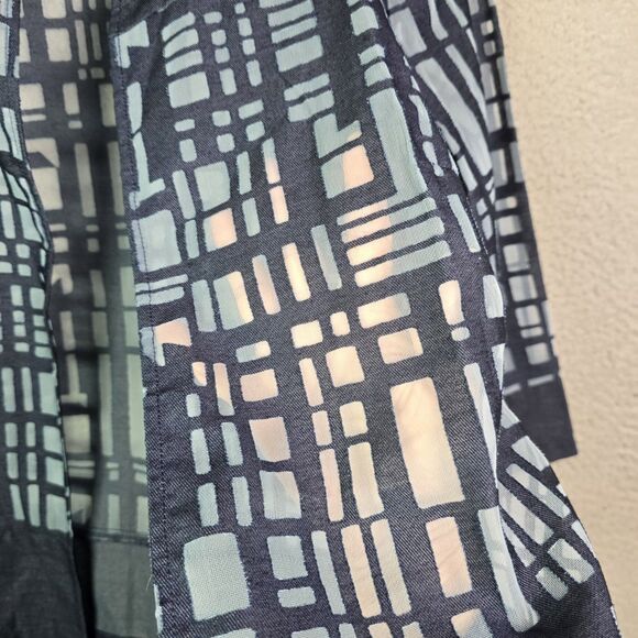 Chicos Lightweight Blue Gray Burnout Jacket Size 0 Geometric Pattern 3/4 Sleeve - Picture 10 of 15